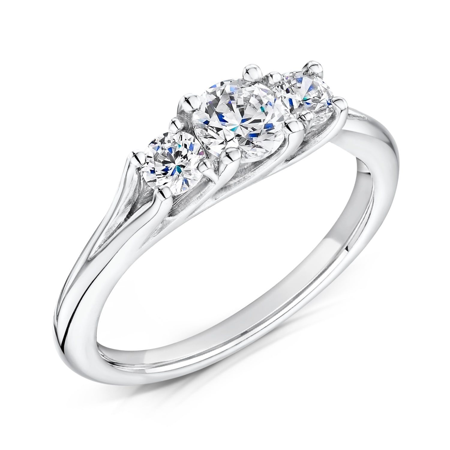 Primavera, princess cut three-stone engagement ring