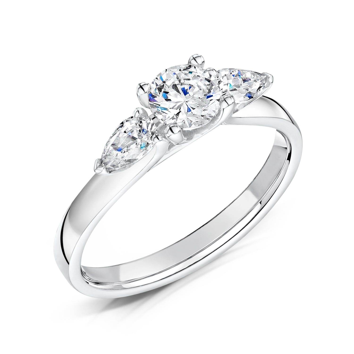 Fernanda, round three-stone engagement ring