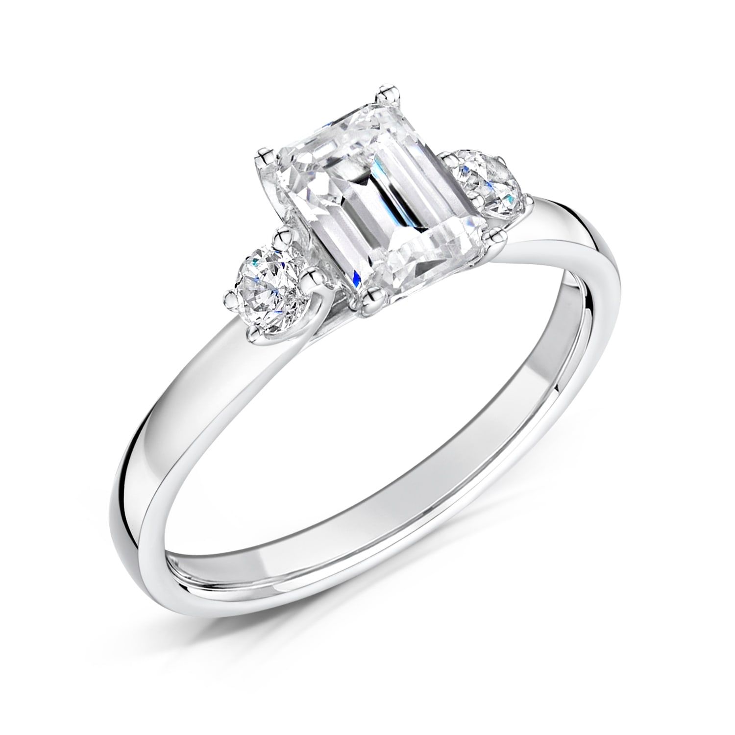Adelina, round three-stone engagement ring