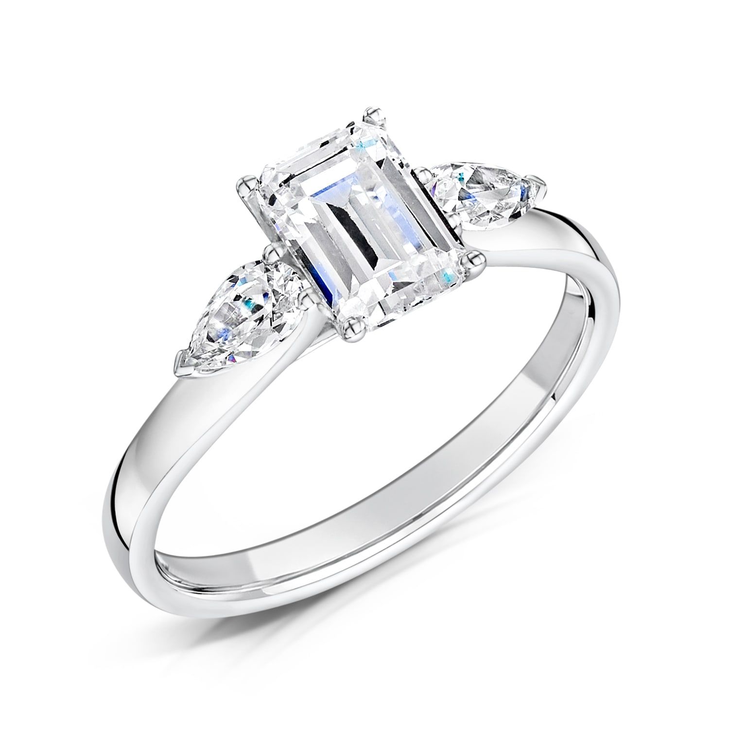 Annabella, princess cut three-stone engagement ring