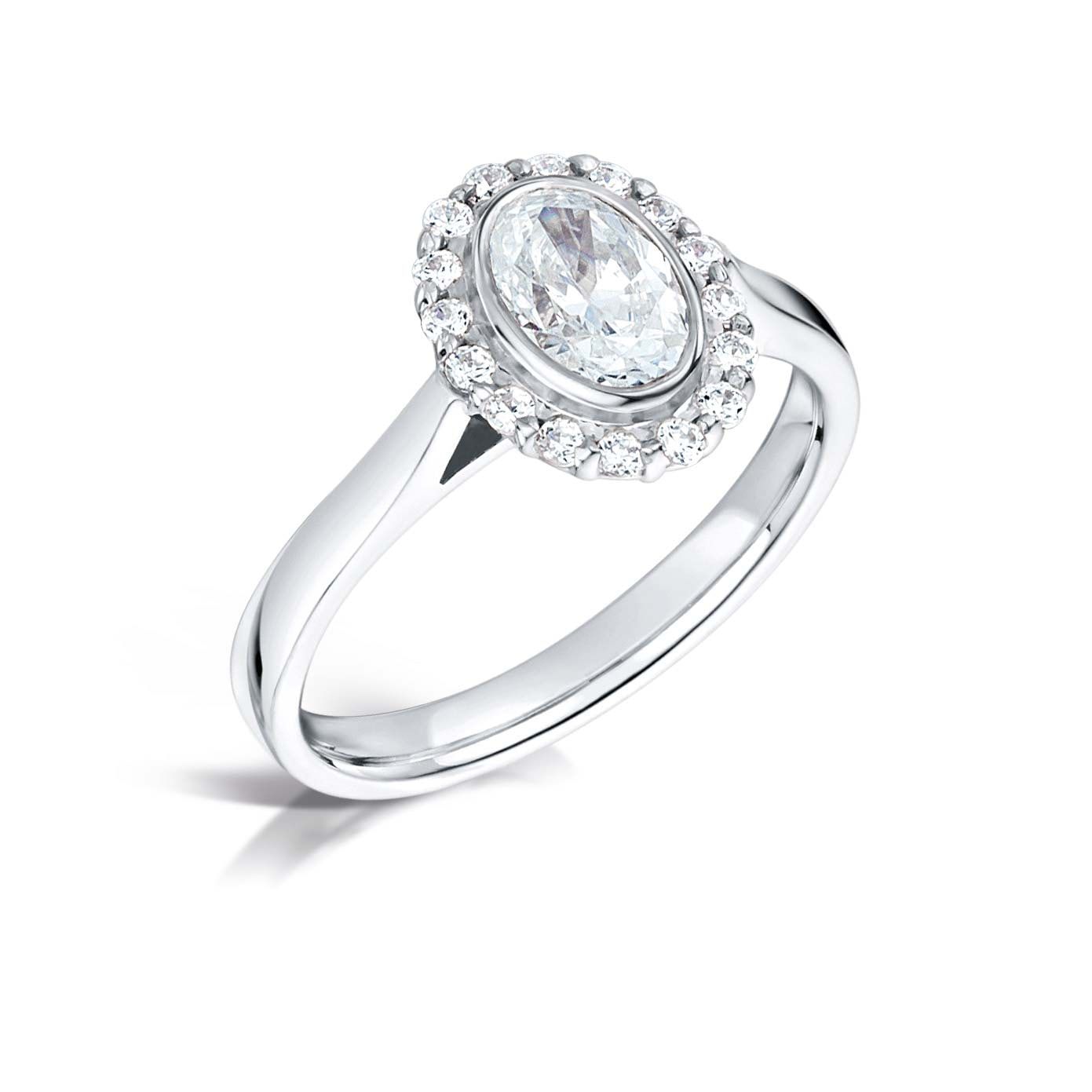Barbarella, oval halo engagement ring