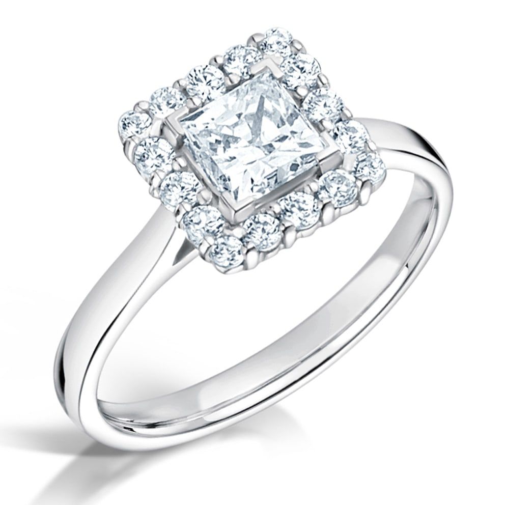 Coletta, princess cut halo engagement ring