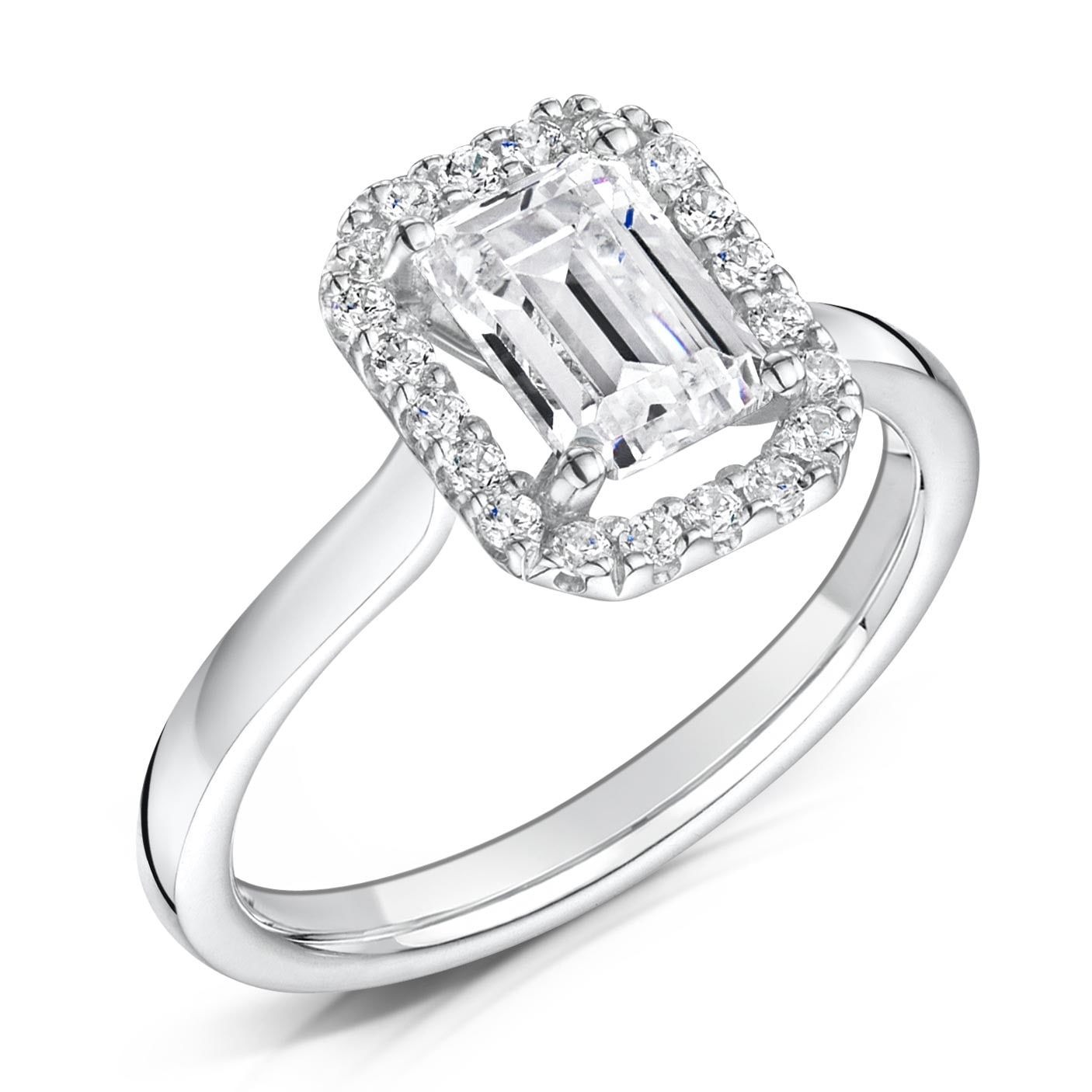 Natalia, emerald cut halo engagement ring