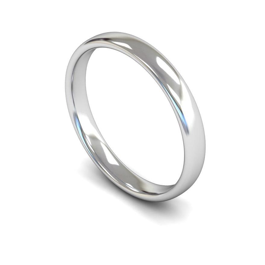 3mm Light Slight Court Wedding Ring, 3mm slight court wedding ring