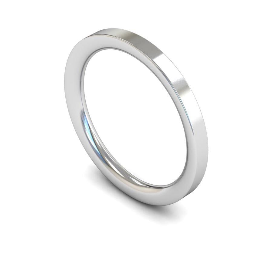 2mm Heavy Flat Court Wedding Ring, 2mm flat court wedding ring