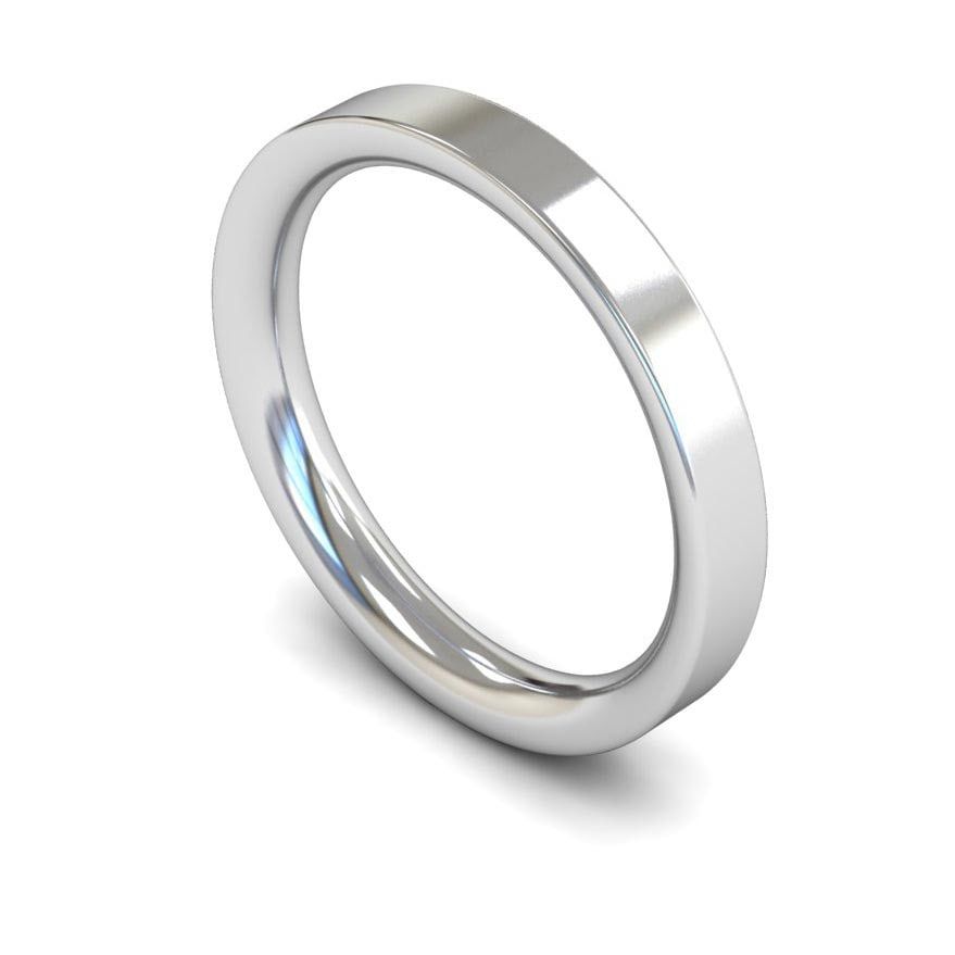 3mm Heavy Flat Court Wedding Ring, 3mm flat court wedding ring