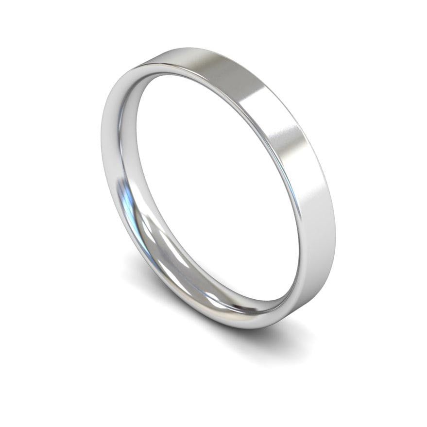 3mm Light Flat Court Wedding Ring, 3mm flat court wedding ring