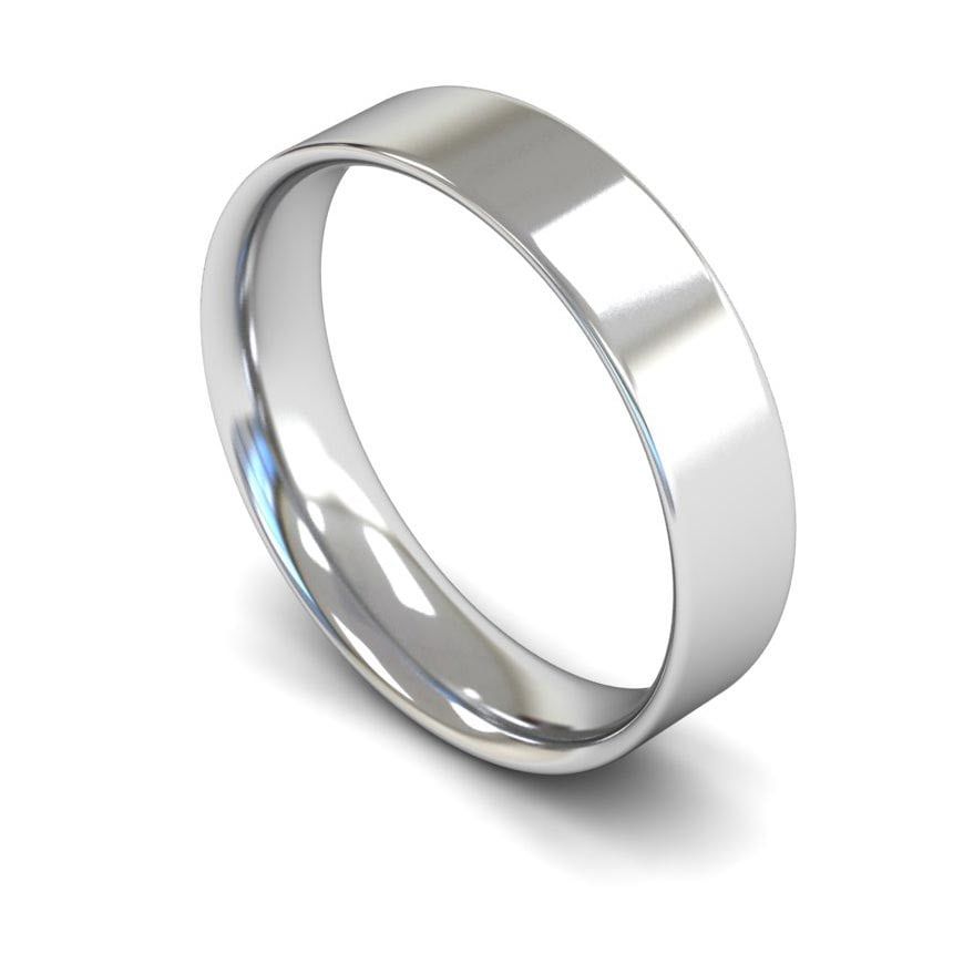 5mm Light Flat Court Wedding Ring, 5mm flat court wedding ring