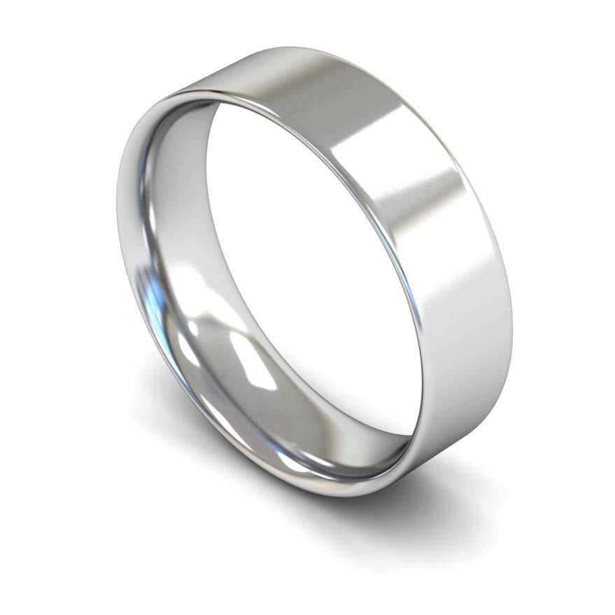6mm Light Flat Court Wedding Ring, 6mm flat court wedding ring