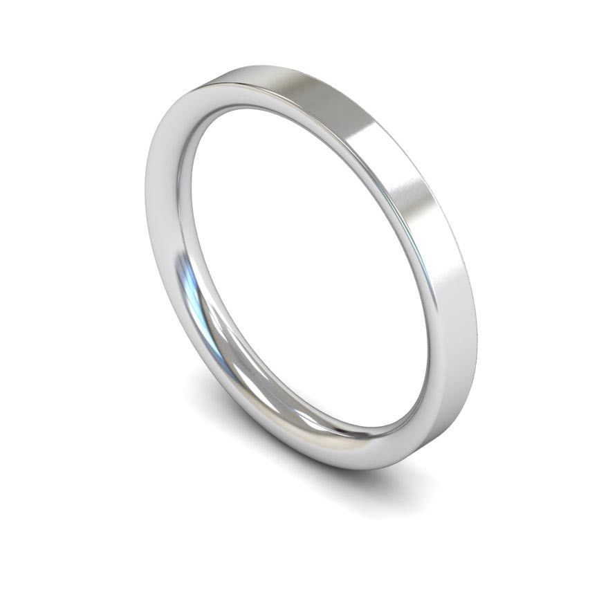 2.5mm Medium Flat Court Wedding Ring, 2.5mm flat court wedding ring