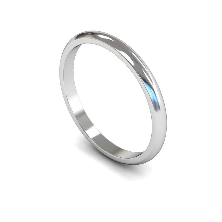 2mm Light D-shape Wedding Ring, 2mm d-shape wedding ring