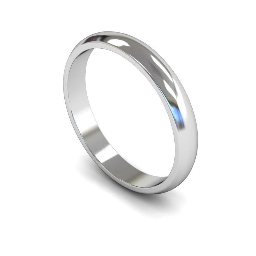 3mm Light D-shape Wedding Ring, 3mm d-shape wedding ring