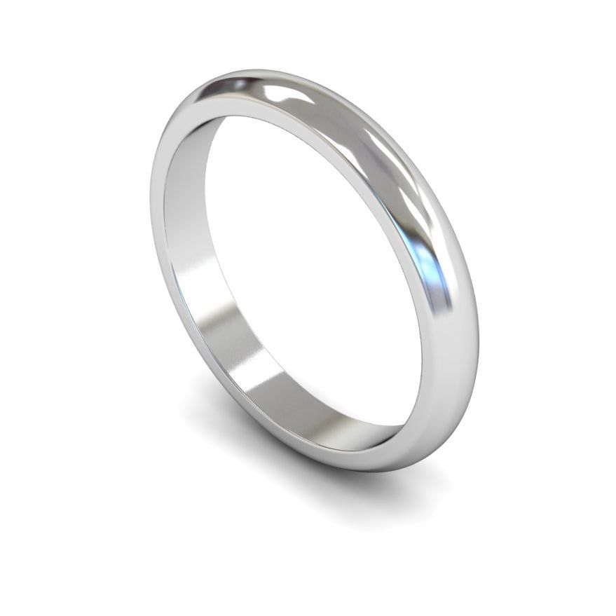 3mm Medium D-shape Wedding Ring, 3mm d-shape wedding ring