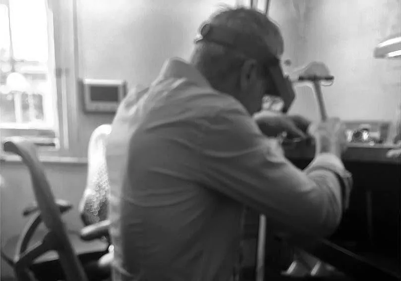 Paul Granelli working at his jeweller's bench