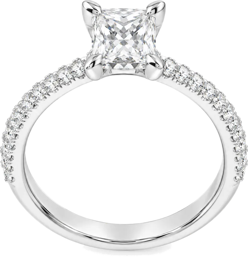 A princess-cut diamond solitaire engagement ring in a Paul Granelli ring box